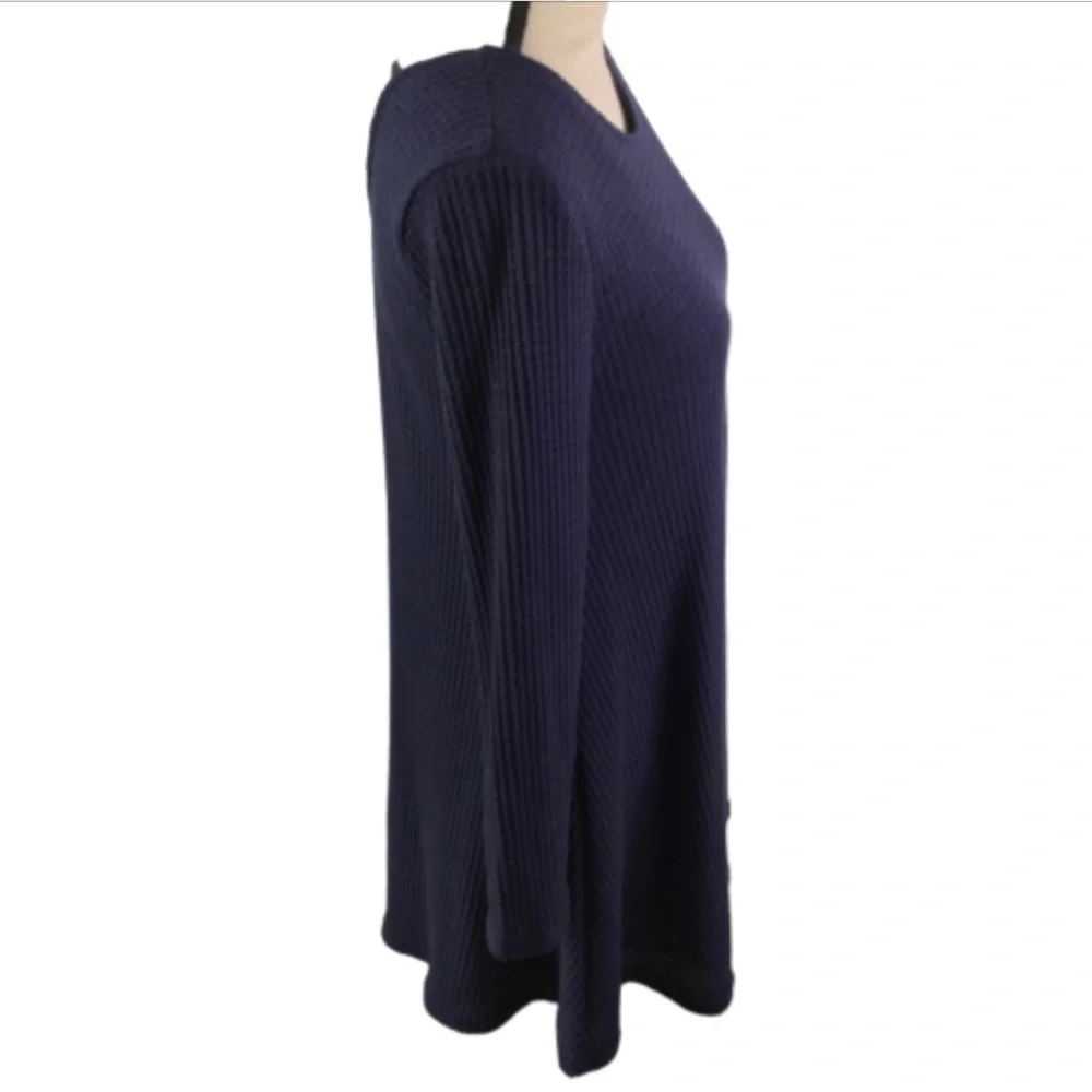 Alya Long Sleeve V-Back Dress Navy Blue Medium